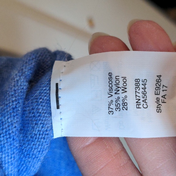 J Crew Factory Blue Wool Mix Short Sleeve Sweater, size small - Picture 8 of 9